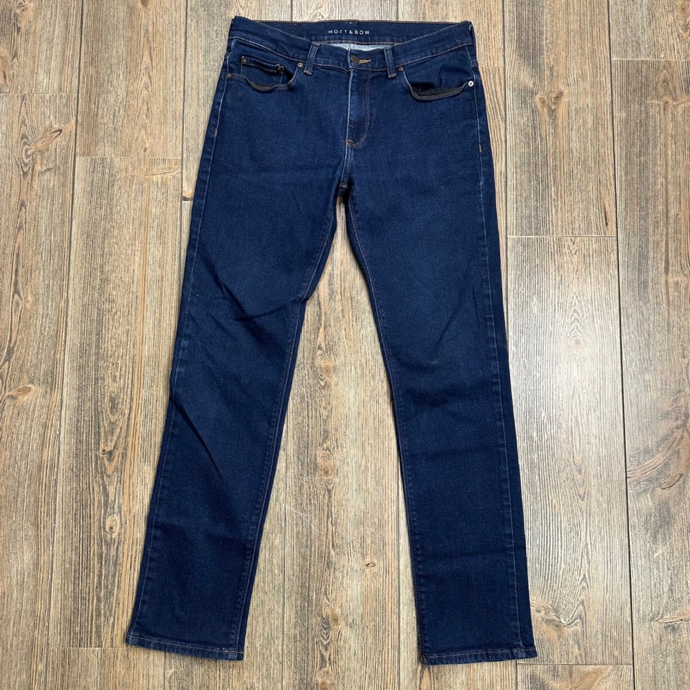 Mott & Bow Oliver Slim Fit Jeans Mens 30x32 Dark Indigo Rinse NE-922 Denim